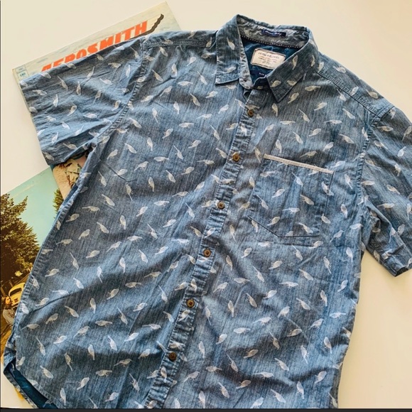 Denim & Flower | Blue Slim Fit Bird Button Down - Picture 5 of 5